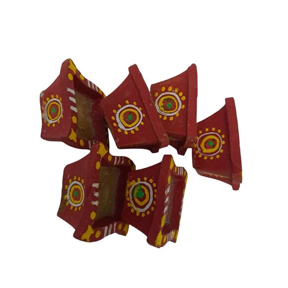 Handmade Earthen Clay Terracotta Decorative Set Tealight Candle 6Pcs - Picture 2 of 5